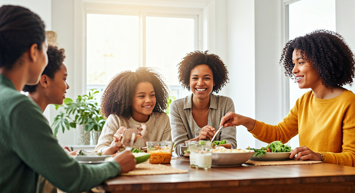 Family enjoying meal together